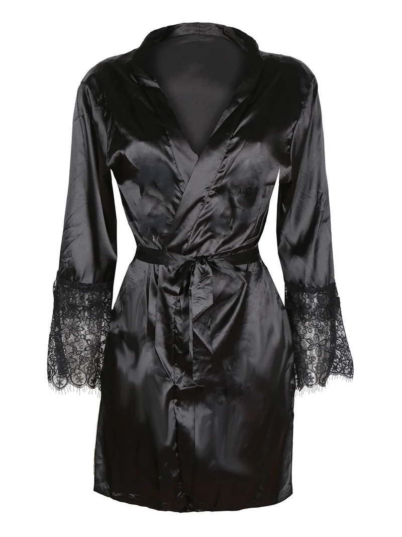 Vestaglia con pizzo - nero