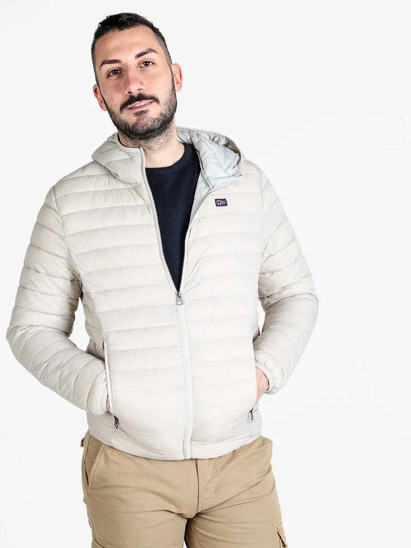 Piumino da uomo 100 g con cappuccio e zip - sabbia