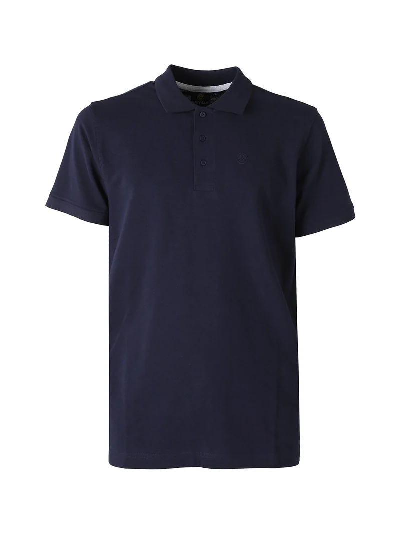 Polo da uomo in cotone a maniche corte - blu scuro