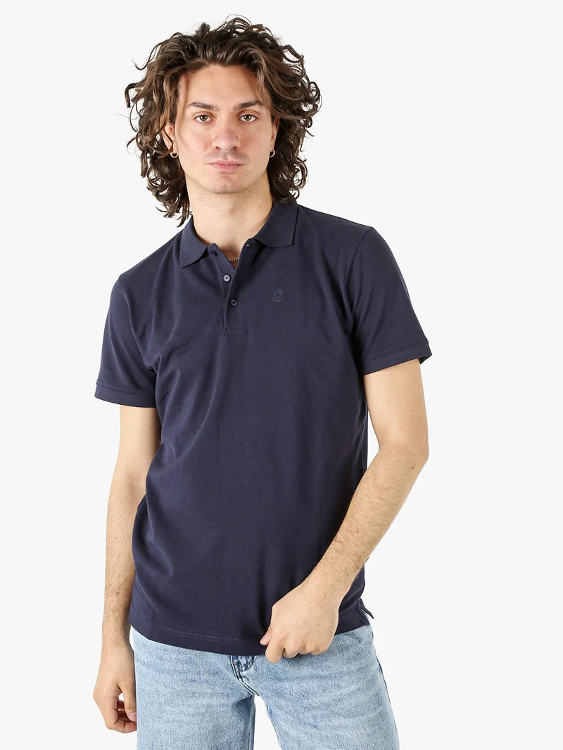 Polo da uomo in cotone a maniche corte - blu scuro