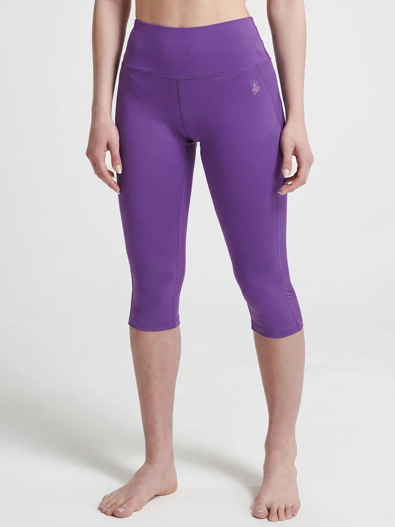 Leggings donna tre quarti sportivi elasticizzati - viola