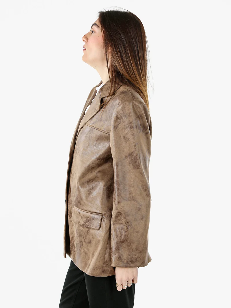 Blazer donna oversize con bottoni - marrone