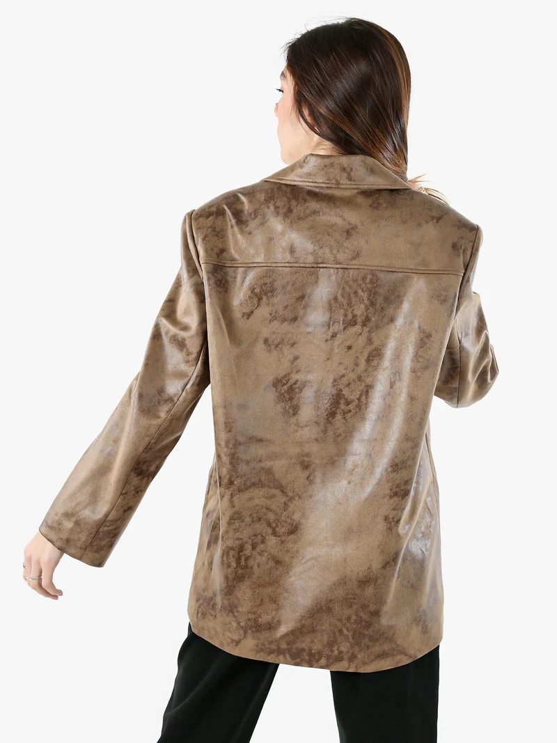 Blazer donna oversize con bottoni - marrone