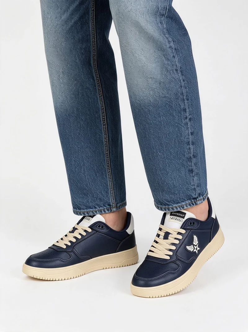 Sneakers stringate da uomo - blu scuro