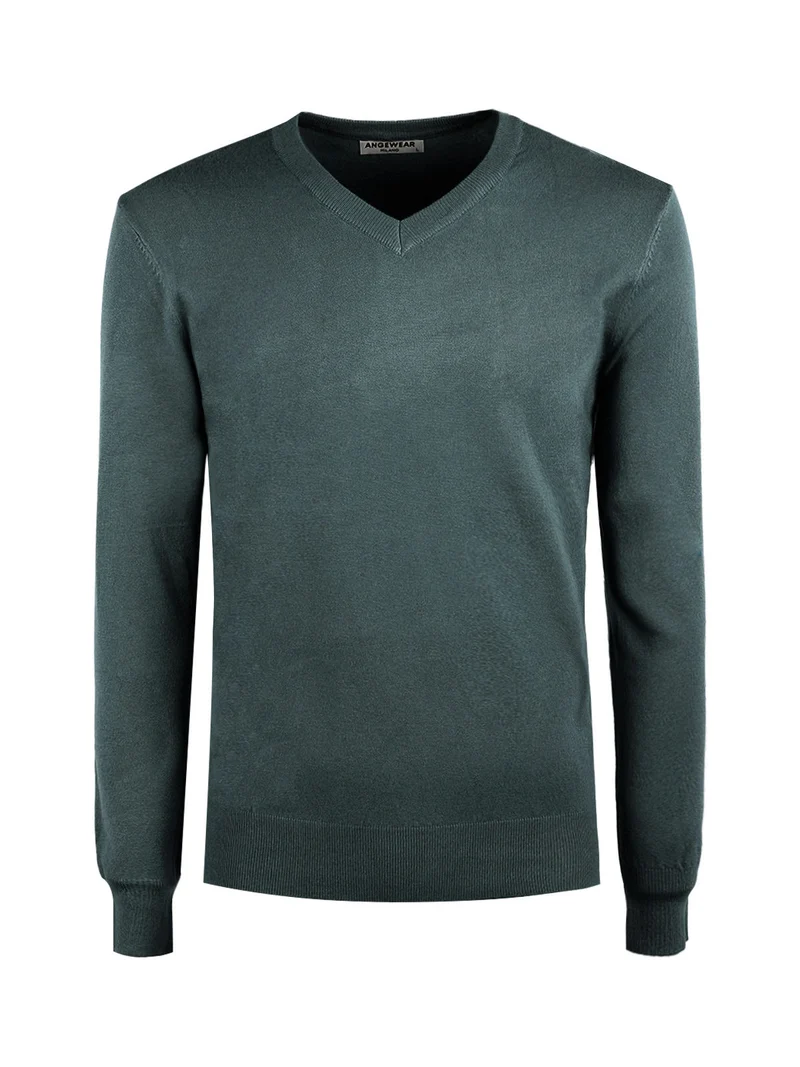 Pullover uomo scollo a V - verde