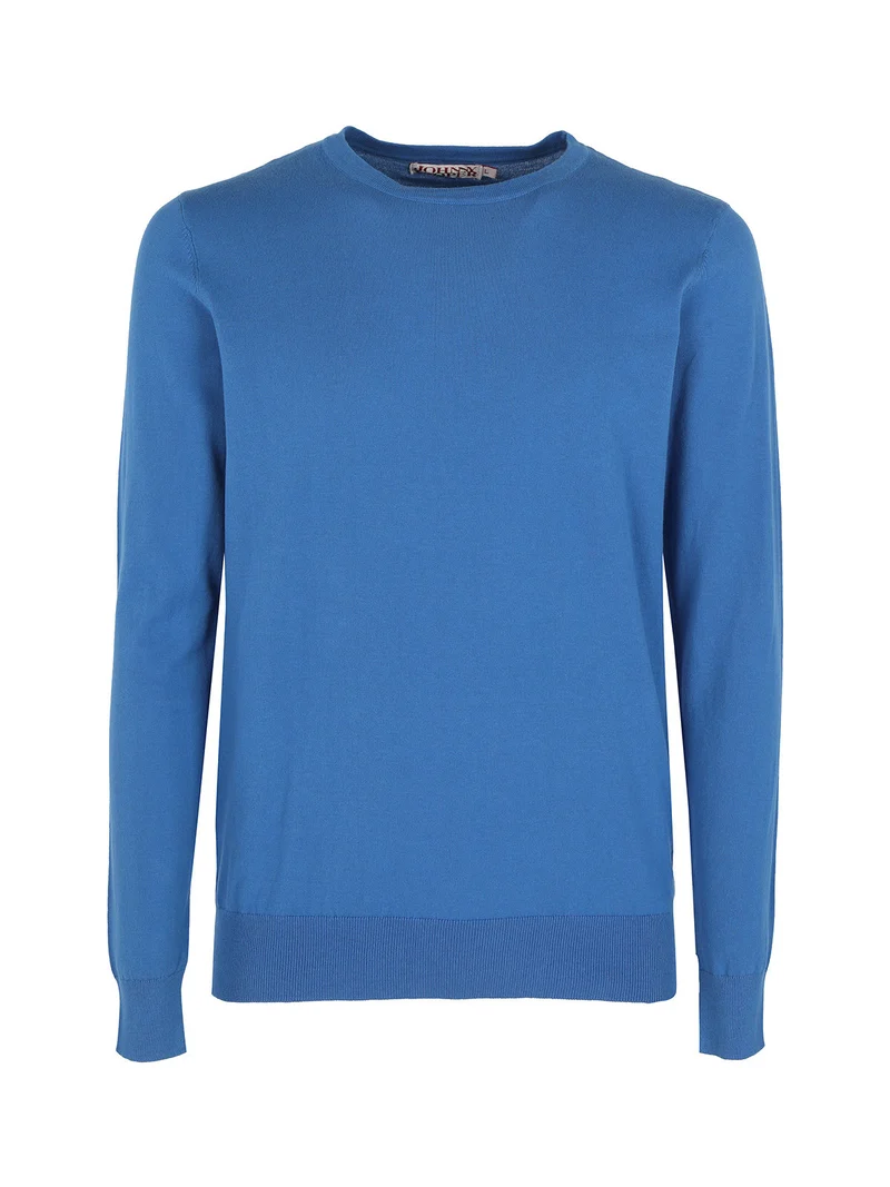 Maglia girocollo da uomo in cotone - azzurro