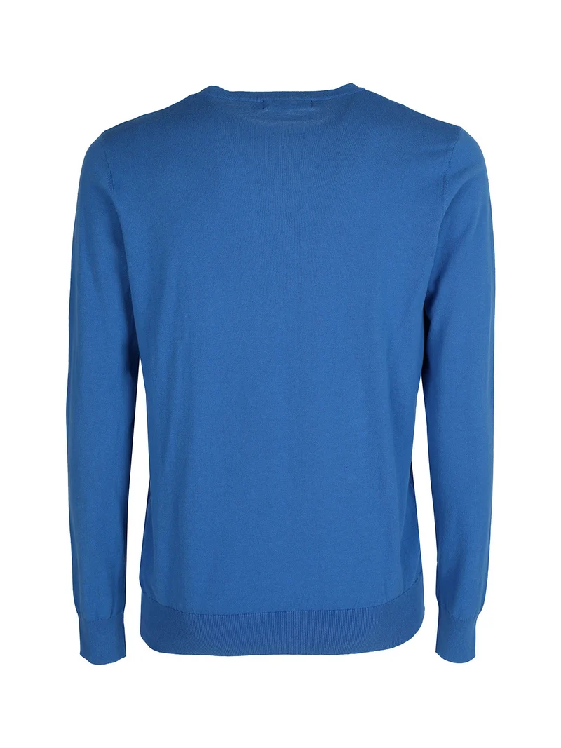 Maglia girocollo da uomo in cotone - azzurro