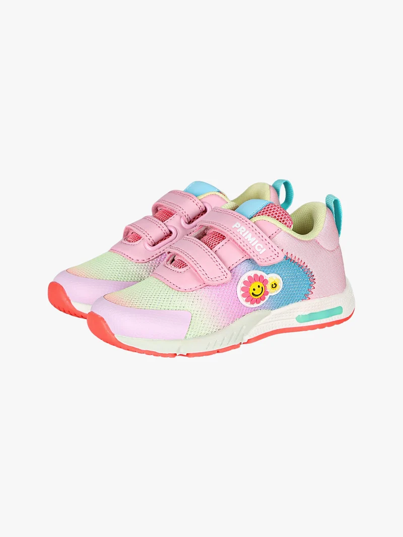 Sneakers da bambina con strappi e luci - rosa