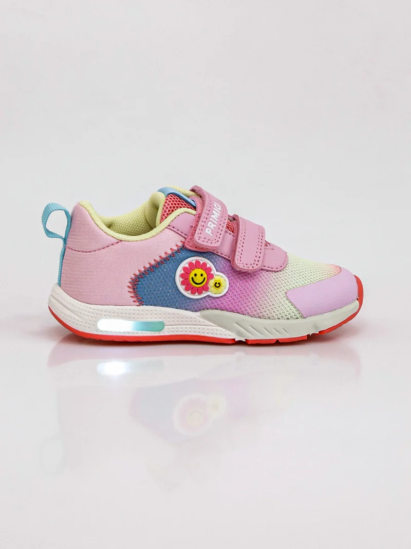 Sneakers da bambina con strappi e luci - rosa