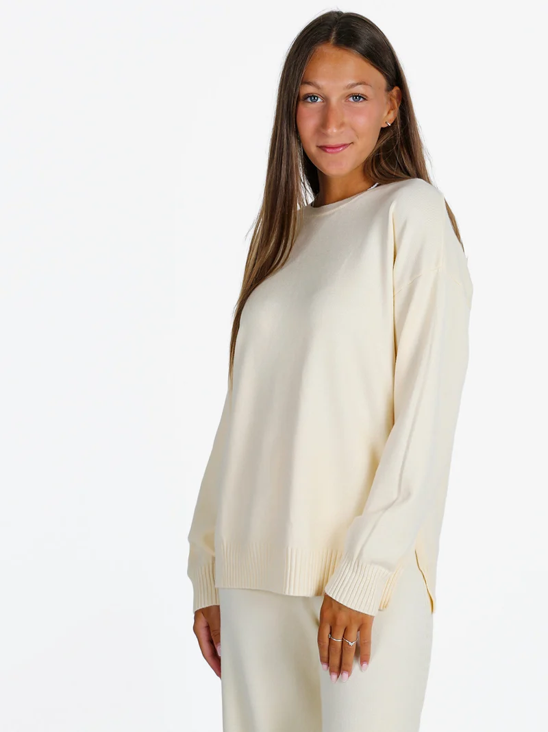 Pullover donna oversize in maglia - panna