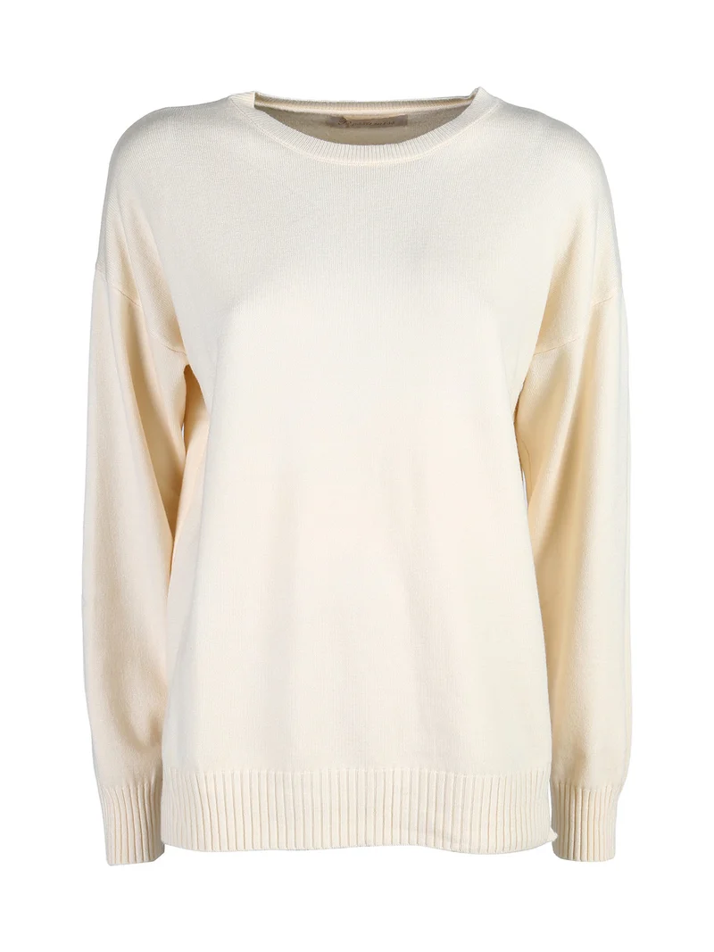 Pullover donna oversize in maglia - panna