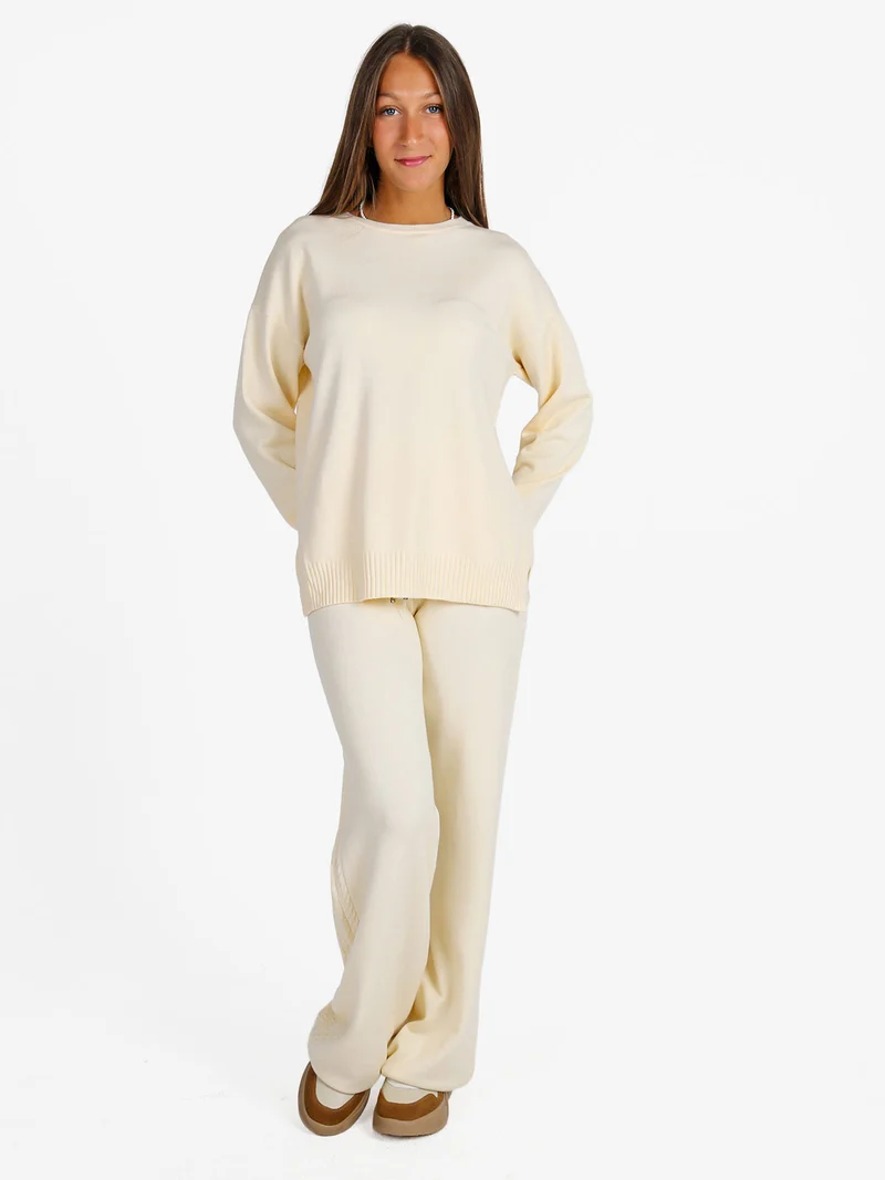 Pullover donna oversize in maglia - panna