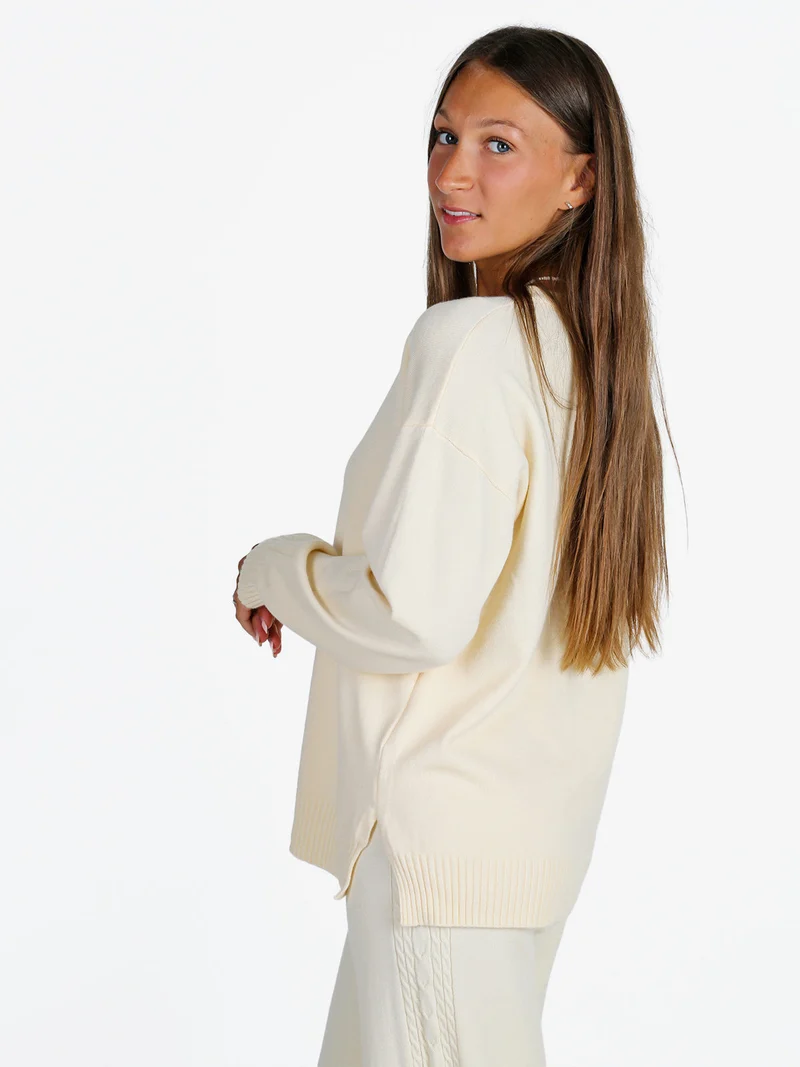Pullover donna oversize in maglia - panna