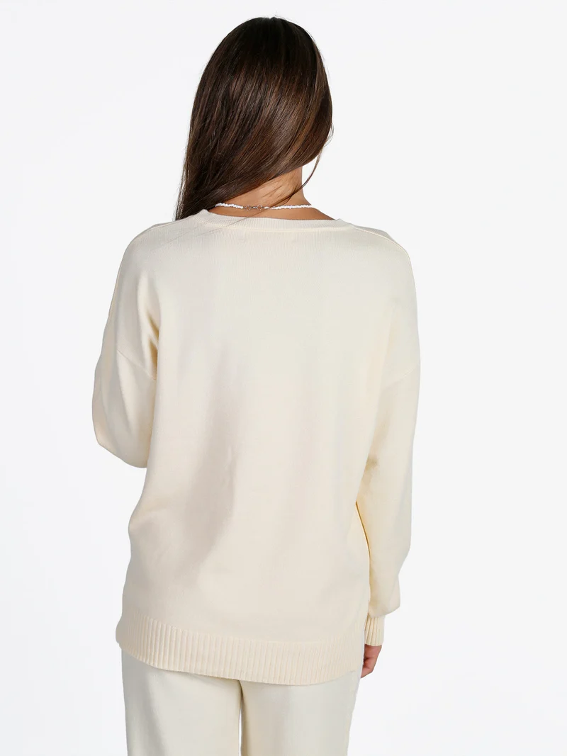 Pullover donna oversize in maglia - panna