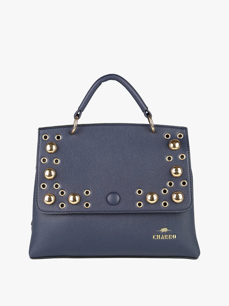 Borsa frame con tracolla e borchie - blu scuro