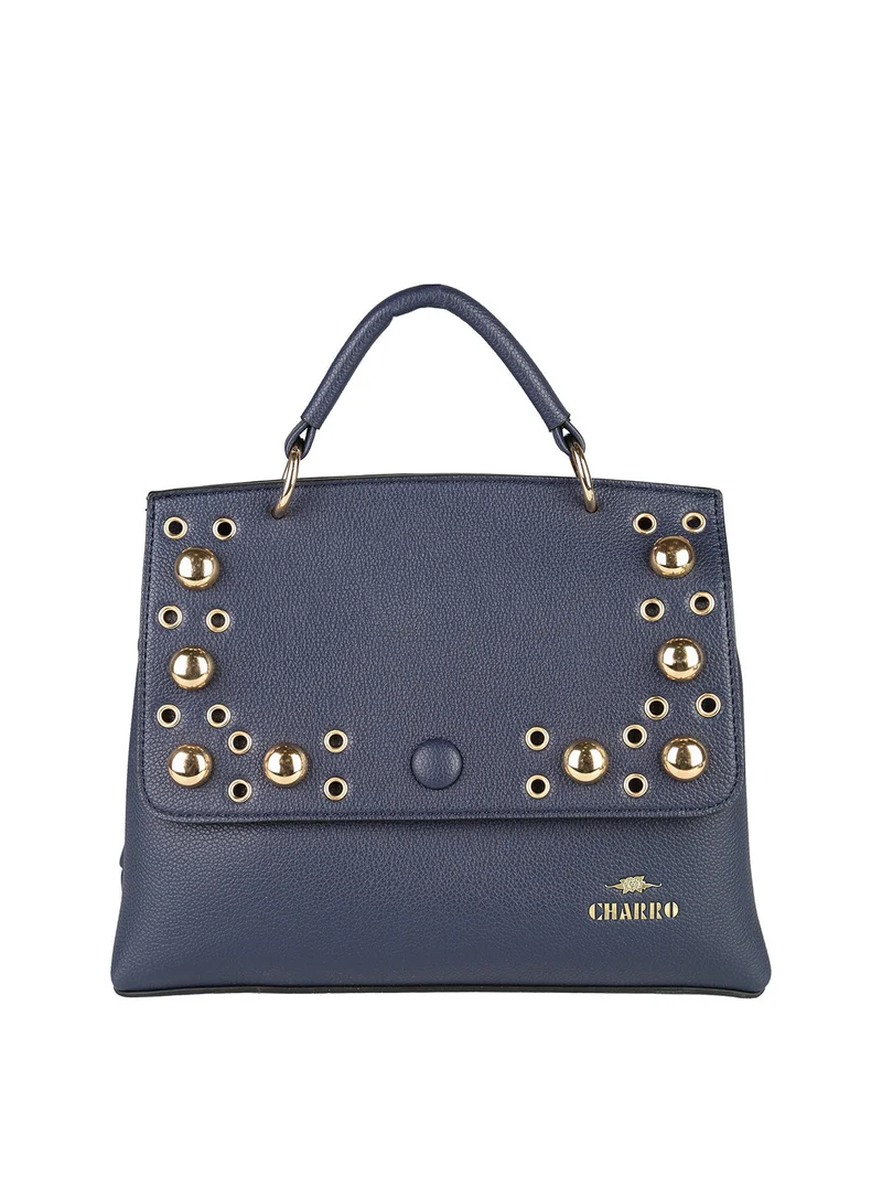 Borsa frame con tracolla e borchie - blu scuro