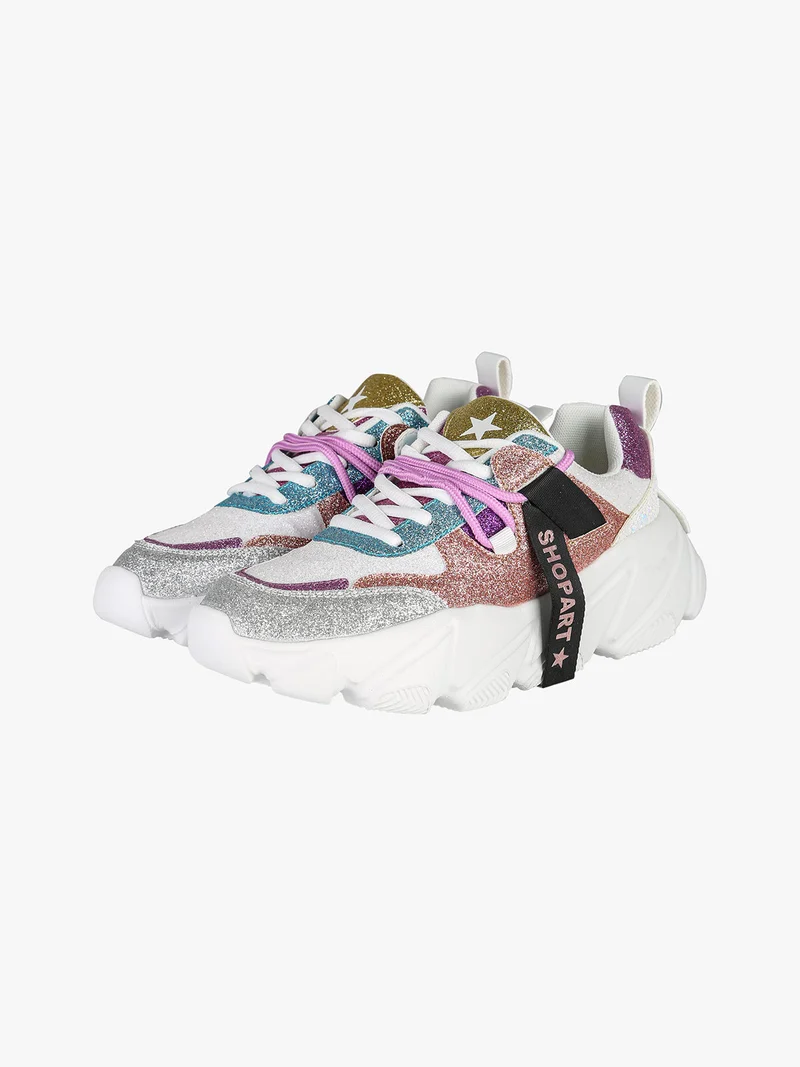 CHUNKY AMY Sneakers donna glitter con suola alta - multicolore