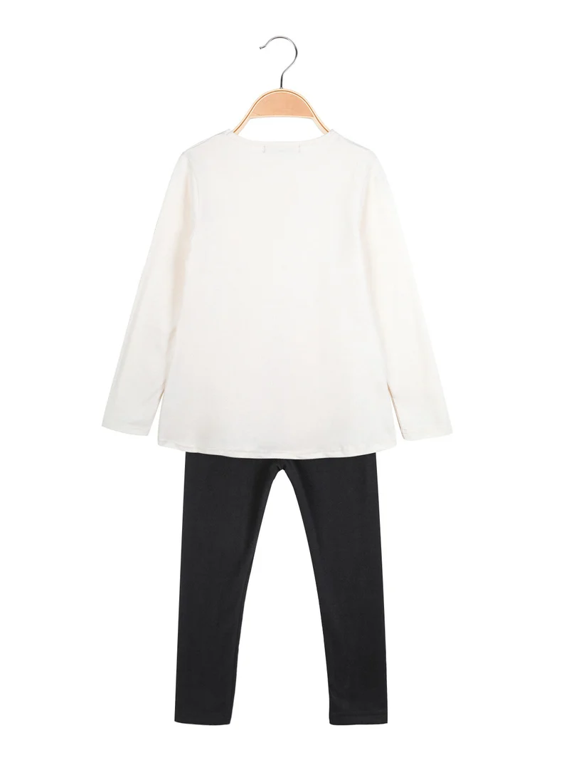 Completo 2 pezzi da bambina con leggings pesanti - bianco