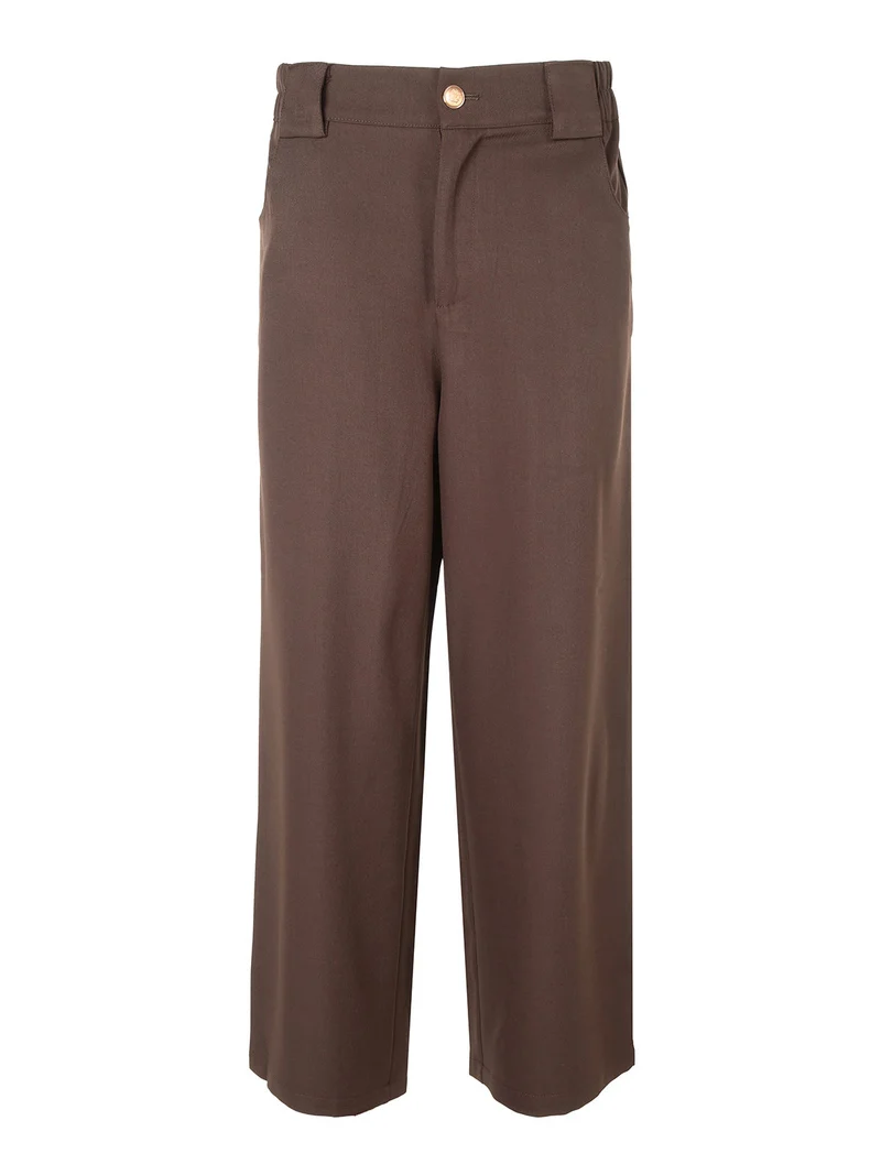 Pantaloni donna eleganti a gamba larga - moro