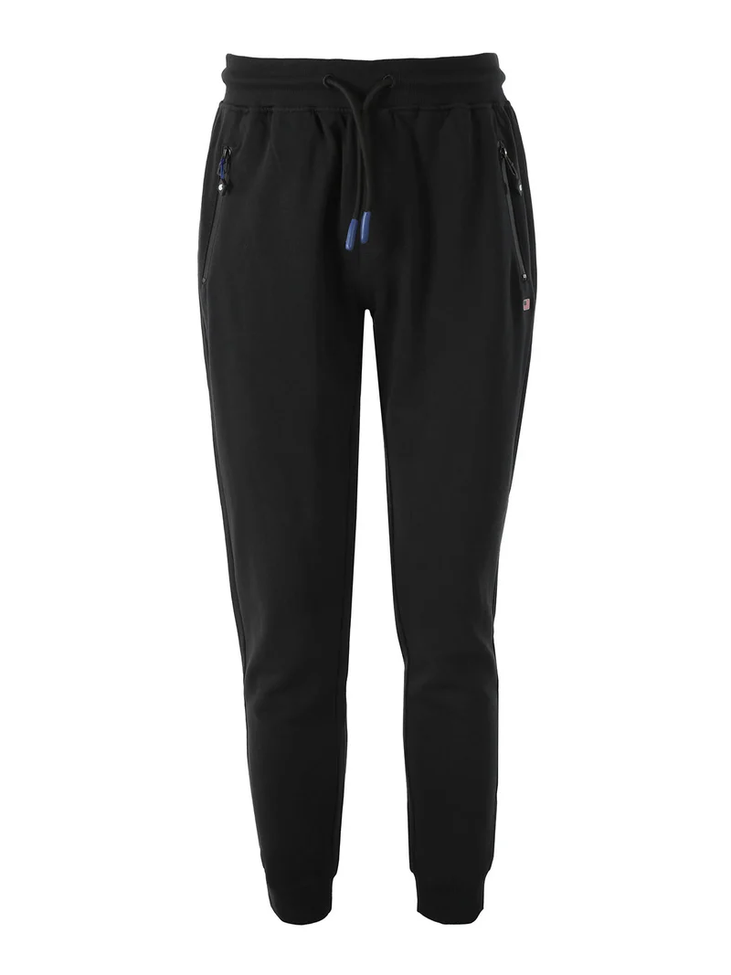 Pantaloni tuta da uomo con coulisse e polsini - nero