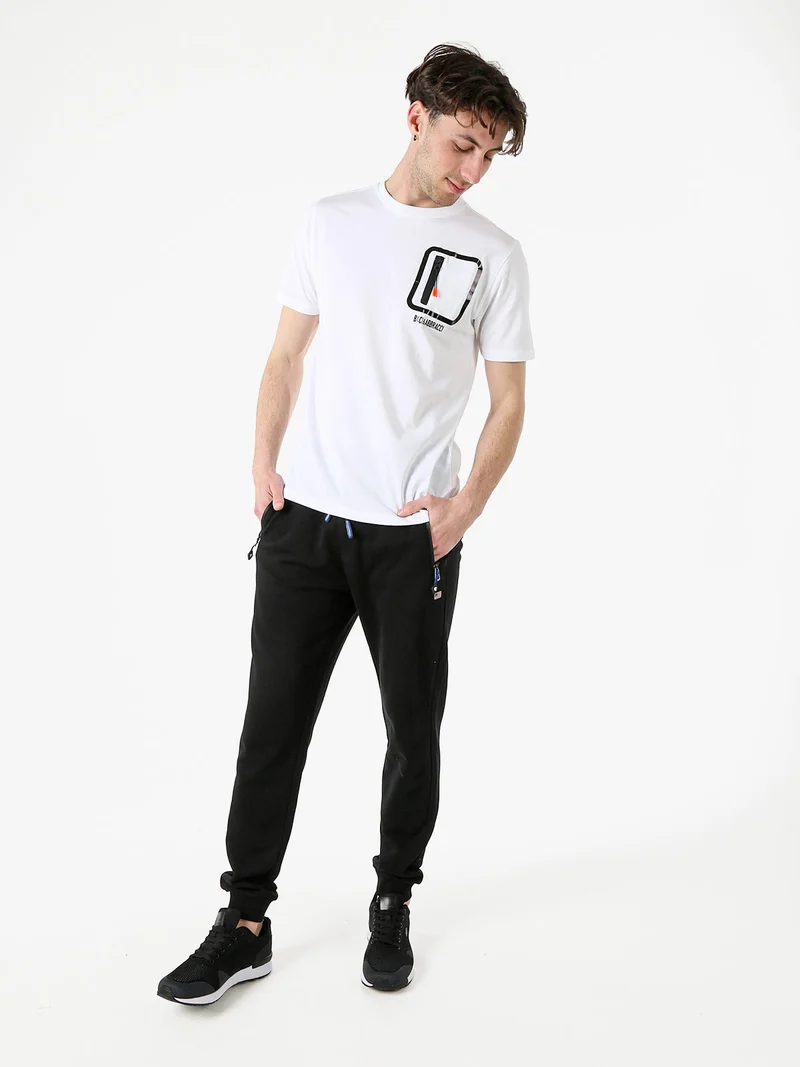 Pantaloni tuta da uomo con coulisse e polsini - nero