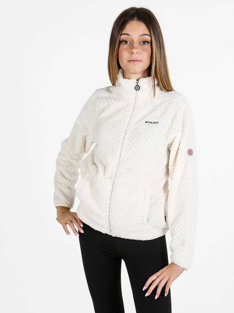 Felpa donna full zip in pile - panna