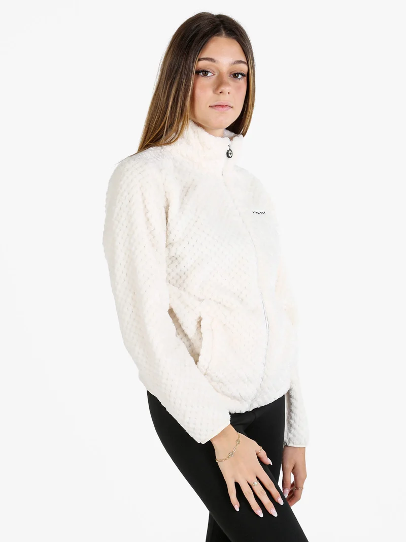 Felpa donna full zip in pile - panna