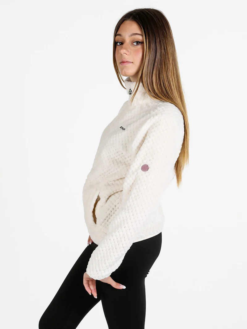Felpa donna full zip in pile - panna