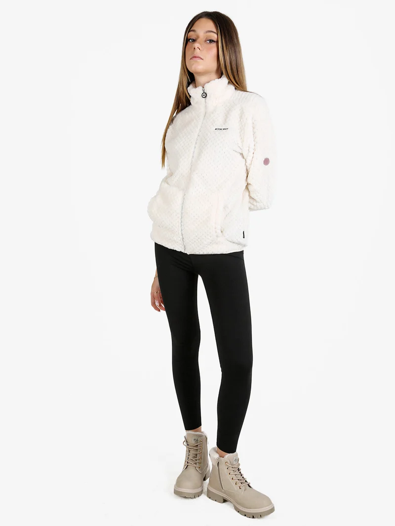 Felpa donna full zip in pile - panna