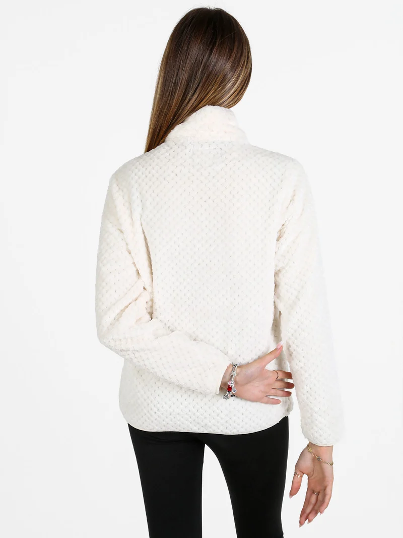 Felpa donna full zip in pile - panna