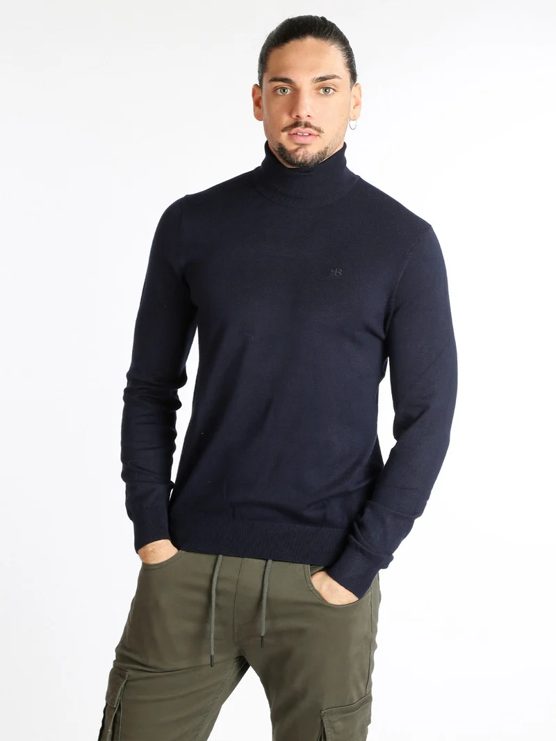 Pullover dolcevita uomo - blu scuro