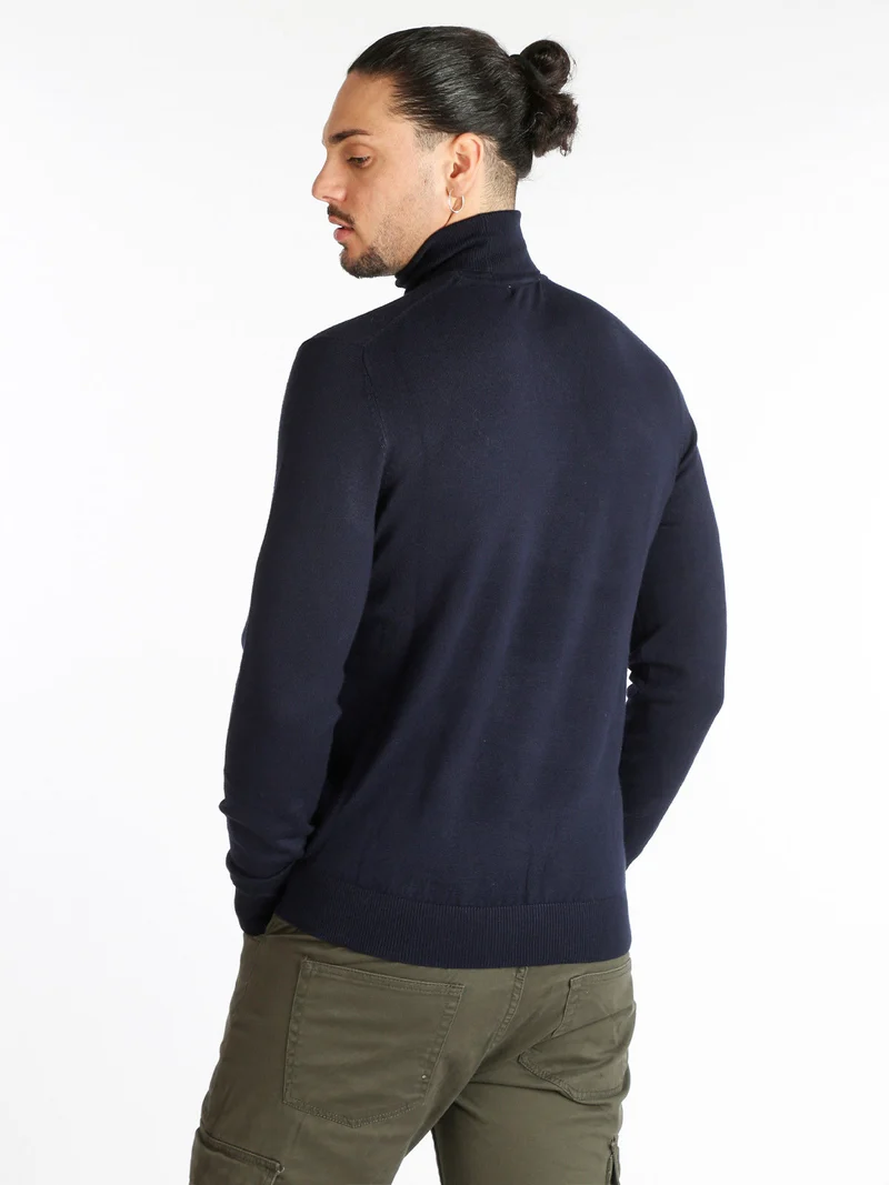 Pullover dolcevita uomo - blu scuro