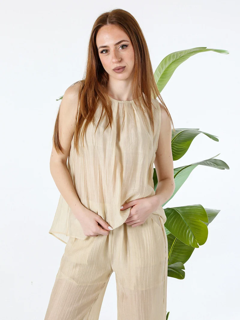 Top donna smanicato - beige