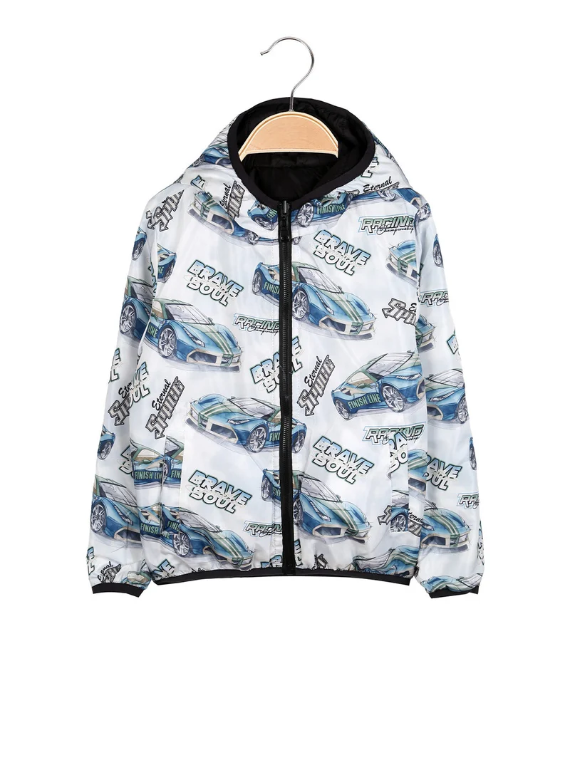 Giubbino 100 grammi da ragazzo reversibile con cappuccio e zip - nero