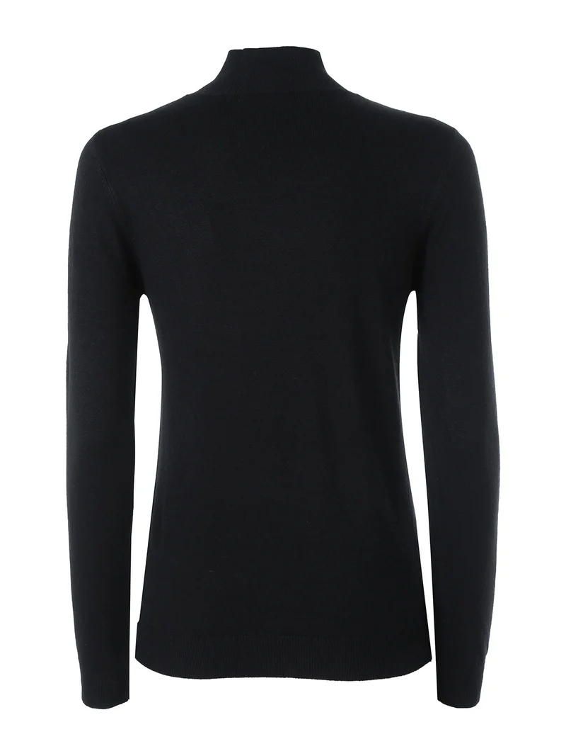 Pullover donna in maglia a lupetto - nero