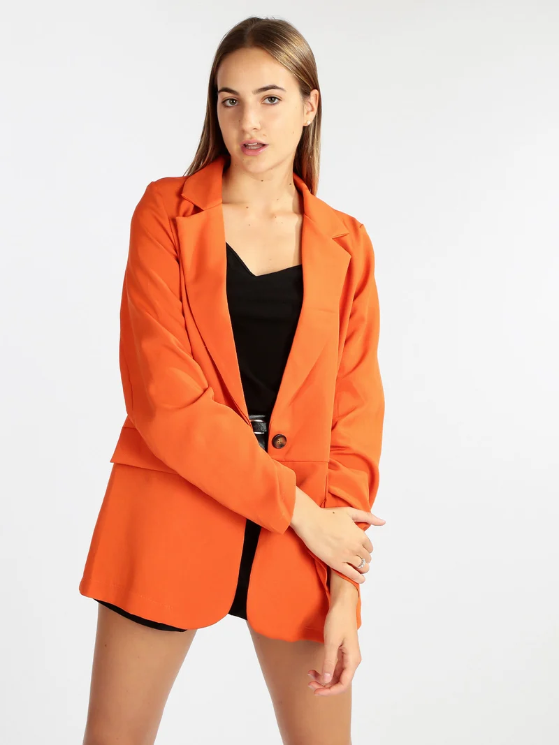 Blazer donna con maniche arricciate - arancione