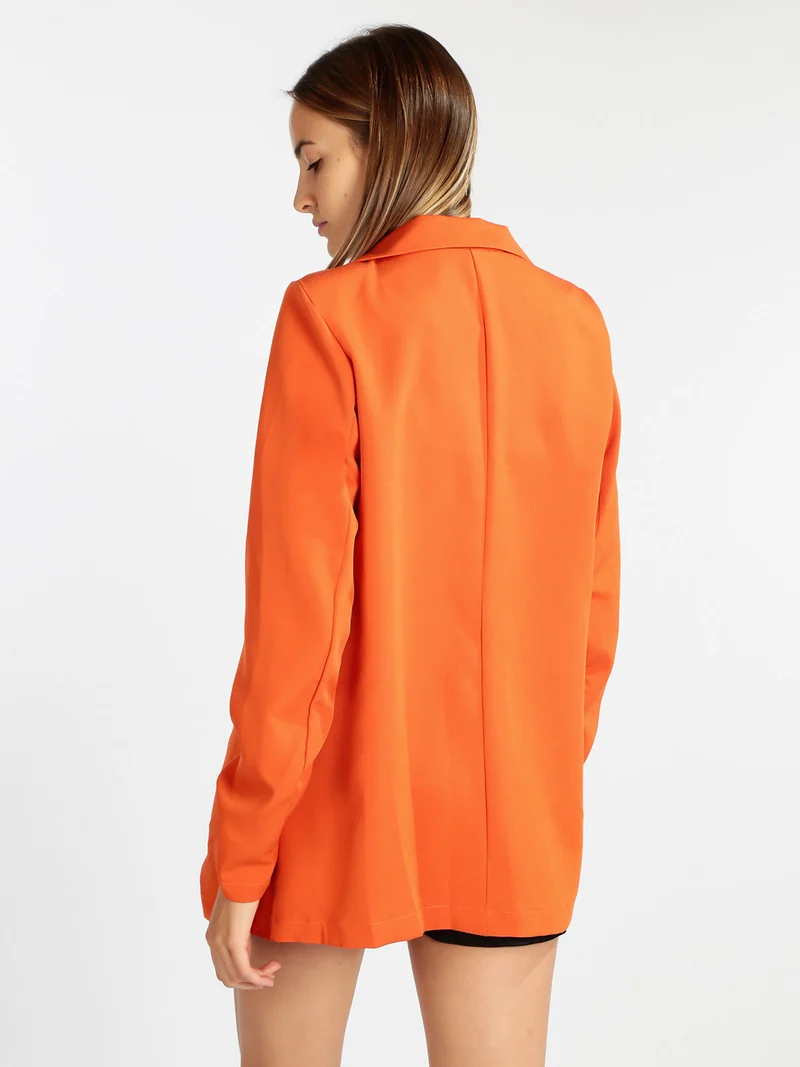Blazer donna con maniche arricciate - arancione