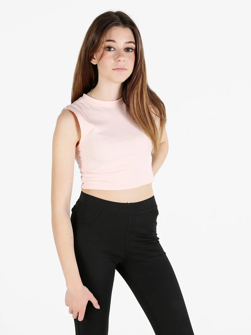 Top cropped donna in cotone - rosa