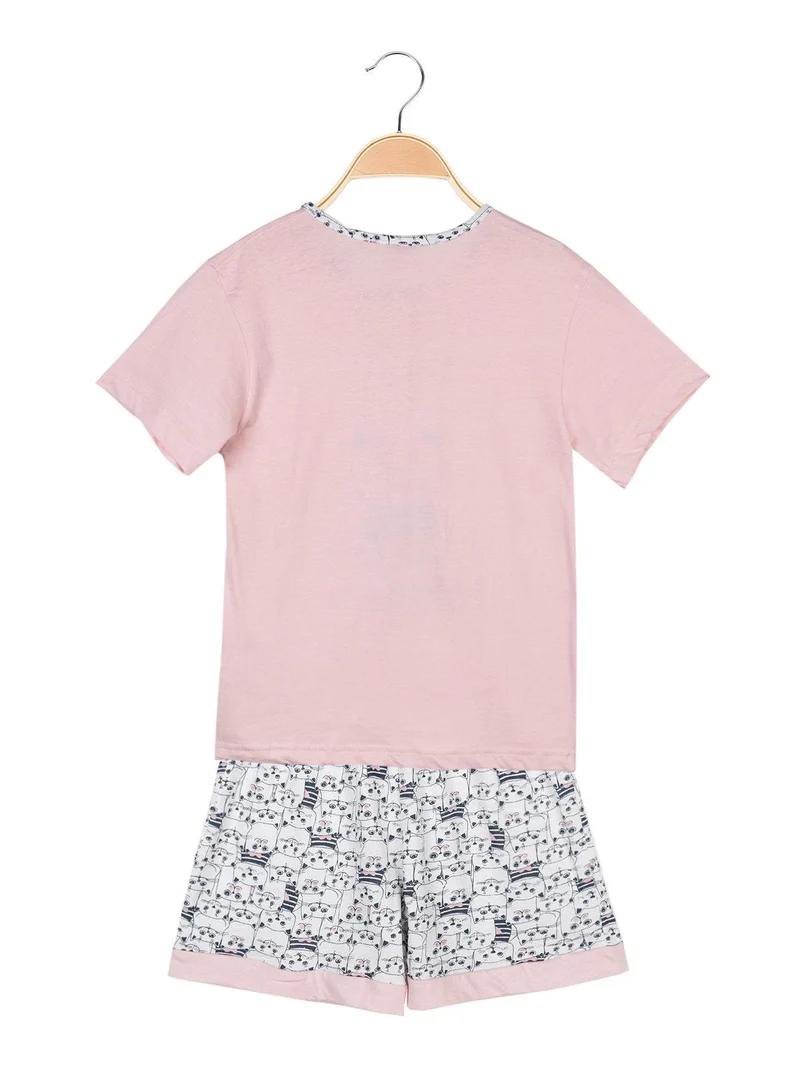 Pigiama corto in cotone 2 pezzi - rosa