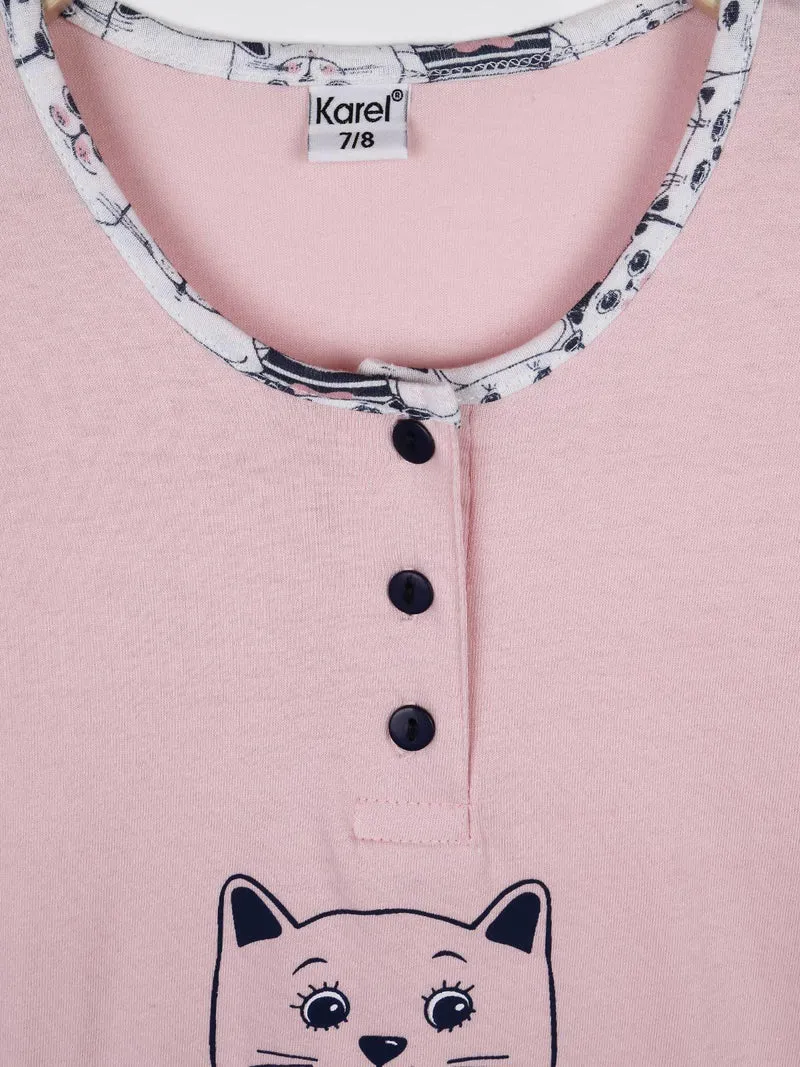 Pigiama corto in cotone 2 pezzi - rosa