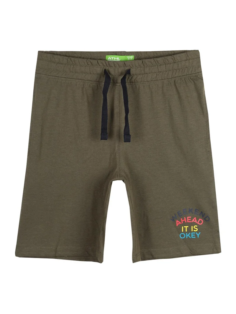 Bermuda in cotone con scritte - verde