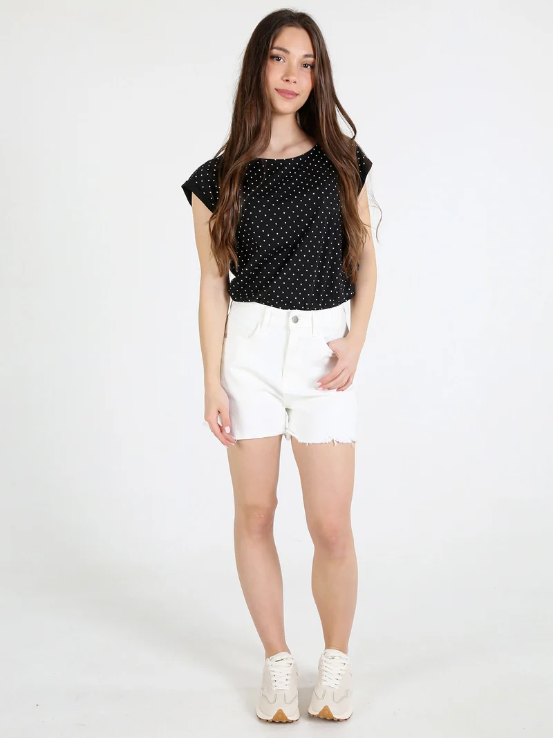 T-shirt donna in cotone con stampa cuori - nero