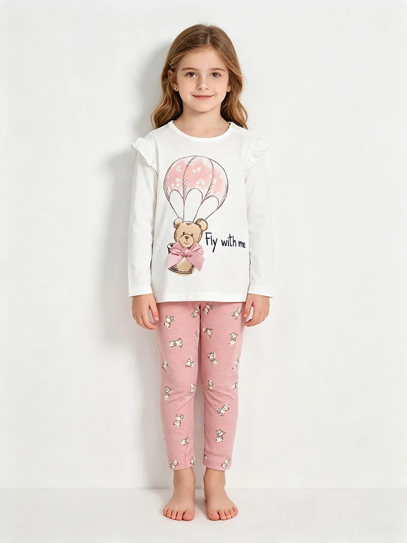 Completo lungo da neonata 2 pezzi con maglietta e leggings - rosa
