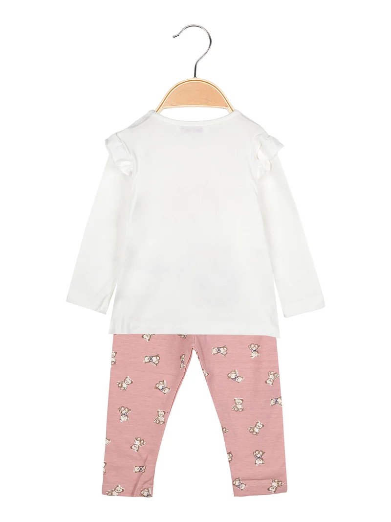Completo lungo da neonata 2 pezzi con maglietta e leggings - rosa