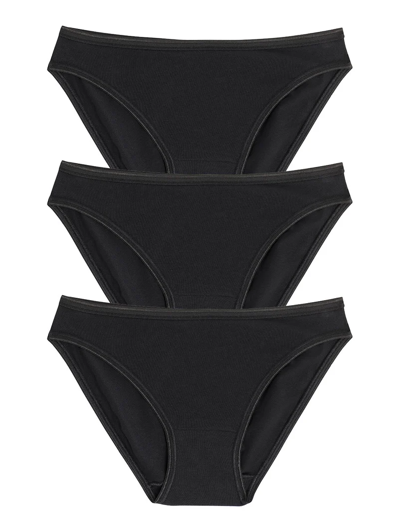 Confezione da 3 mini slip da donna in cotone bielastico - nero