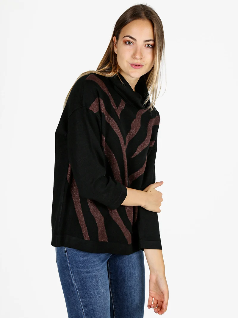 Pullover dolcevita da donna - nero