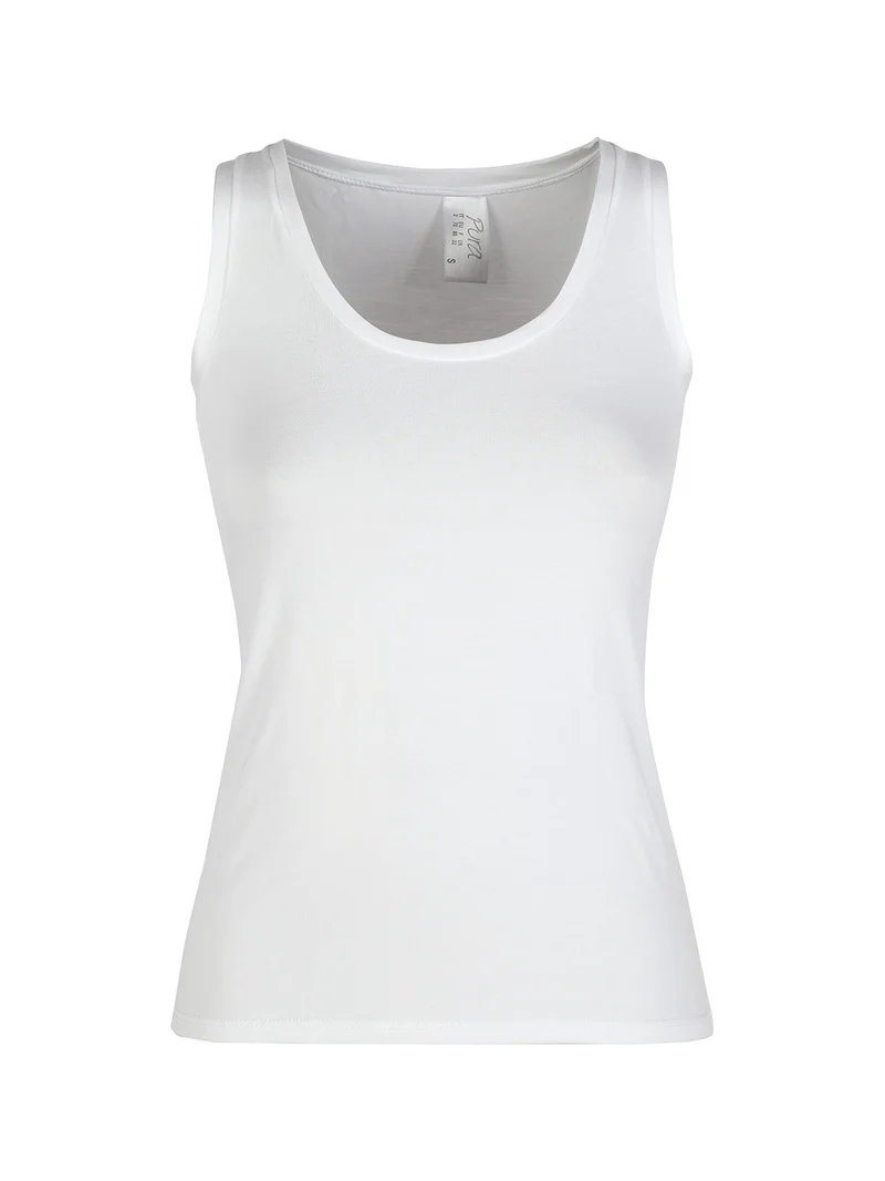 P0718M Top donna in bamboo a spalla larga - bianco