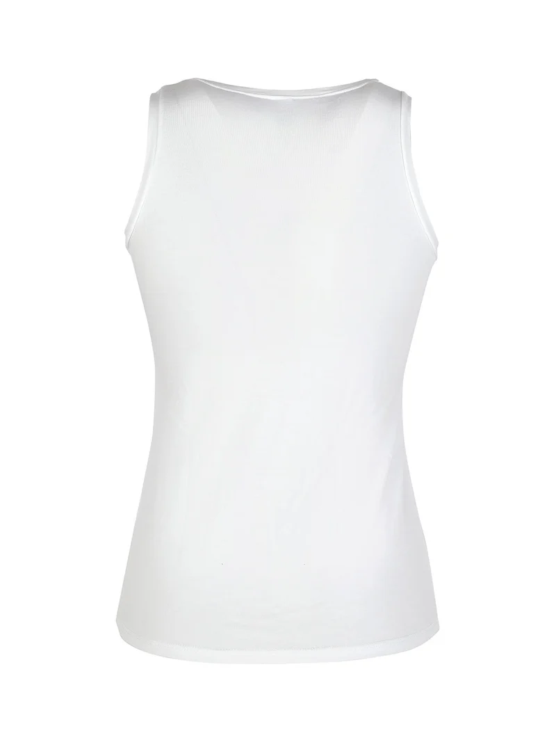 P0718M Top donna in bamboo a spalla larga - bianco