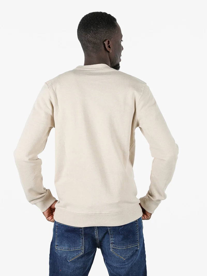 Felpa girocollo da uomo con logo - beige