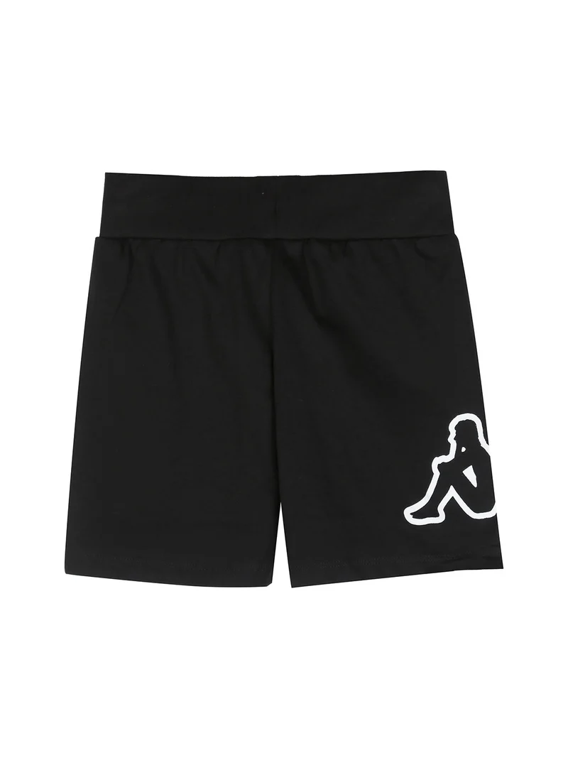 Completo corto da ragazza in cotone con t-shirt e shorts - nero